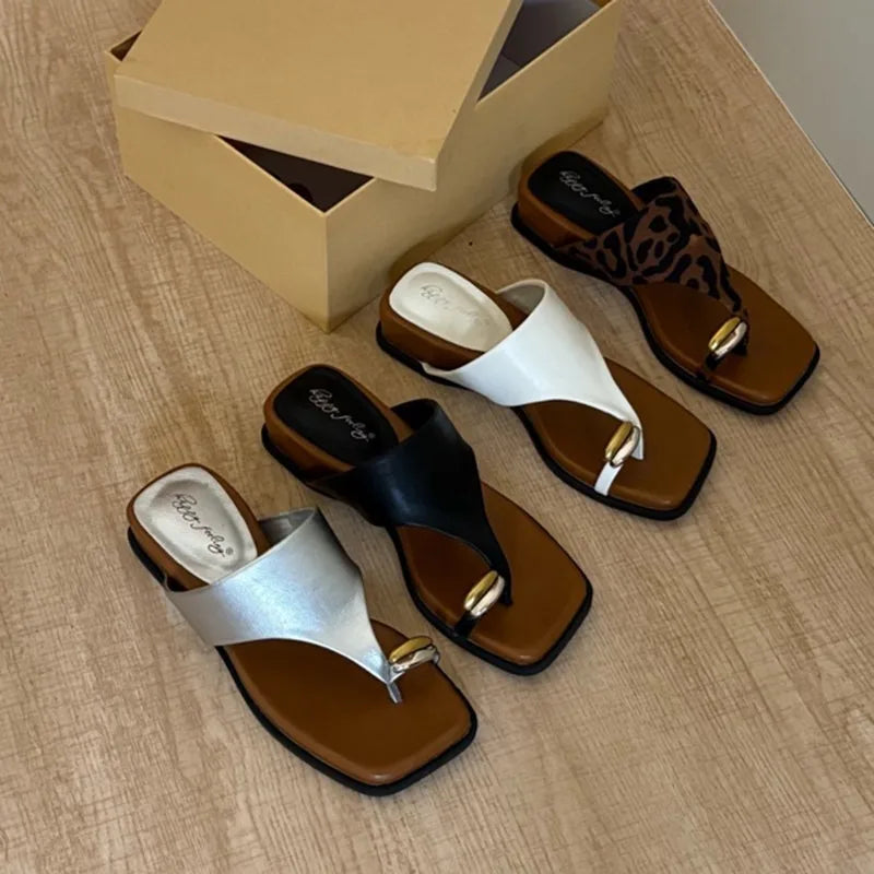 Platform Wedges Heel Clip Toe Slippers Concise Style Slides