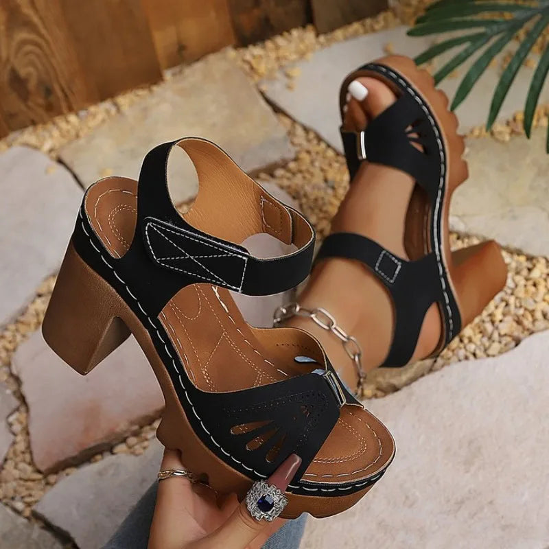 Plus Size Shoes 36-43 Peep Toe Platform Super High Heel Sandals Casual Beach Party Evening Footwear
