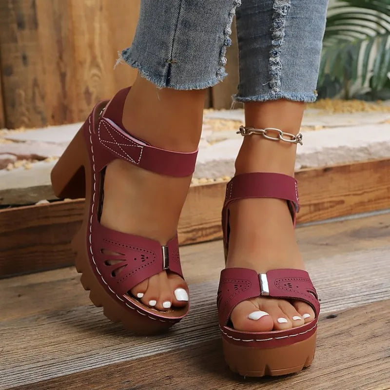 Plus Size Shoes 36-43 Peep Toe Platform Super High Heel Sandals Casual Beach Party Evening Footwear