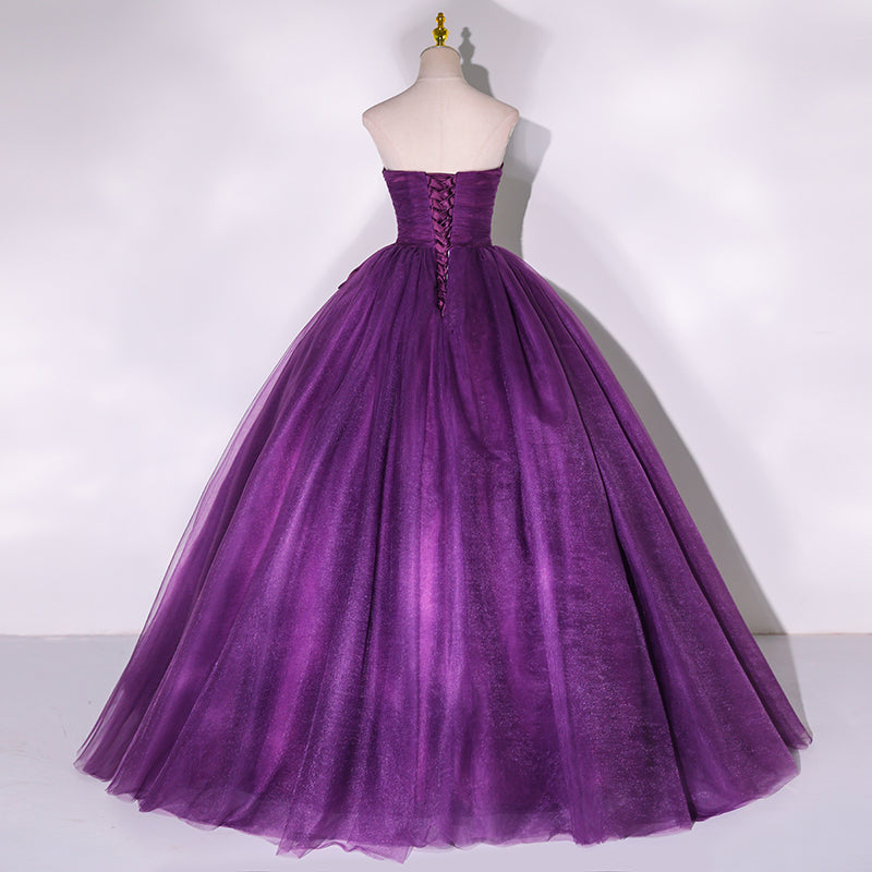 Purple Scoop Tulle Ball Gown Formal Dresses