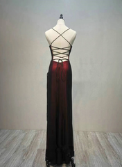 Black and Red Straps Long Simple Party Dress