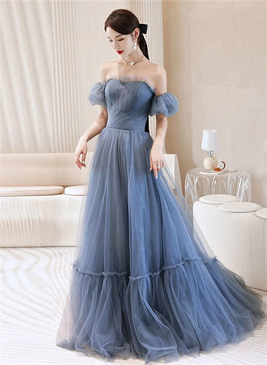 Beautiful Blue Glitter Gown Dress
