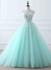 Encantador vestido de fiesta de tul verde menta para dulces 16 