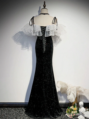 Vestido formal largo de sirena negro para fiesta 