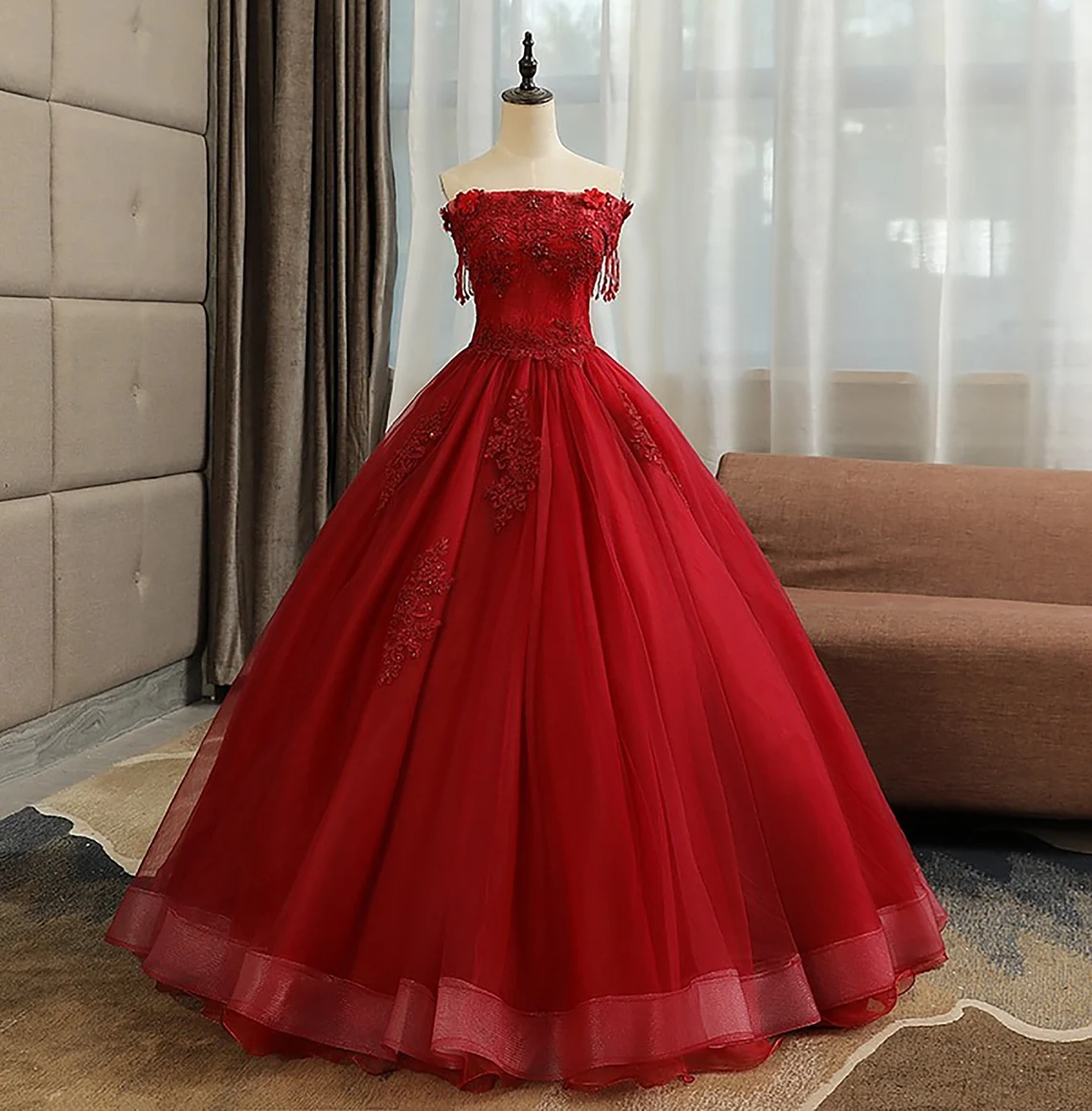 Glam Wine Red Quinceanera Dress Party Dress