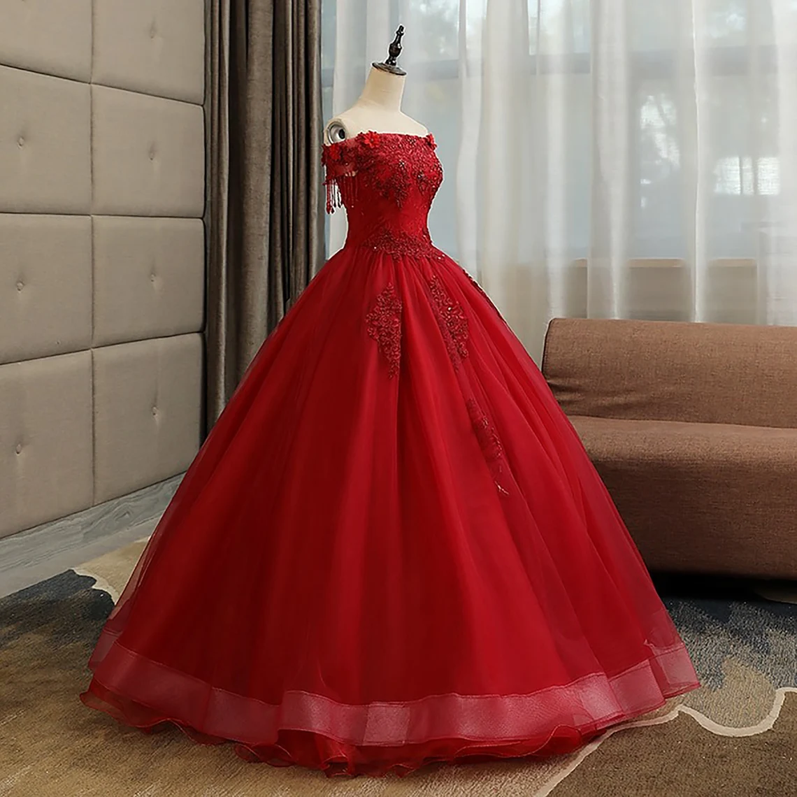 Glam Wine Red Quinceanera Dress Party Dress