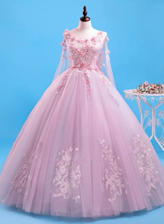 Hermosos vestidos formales largos con flores rosas 