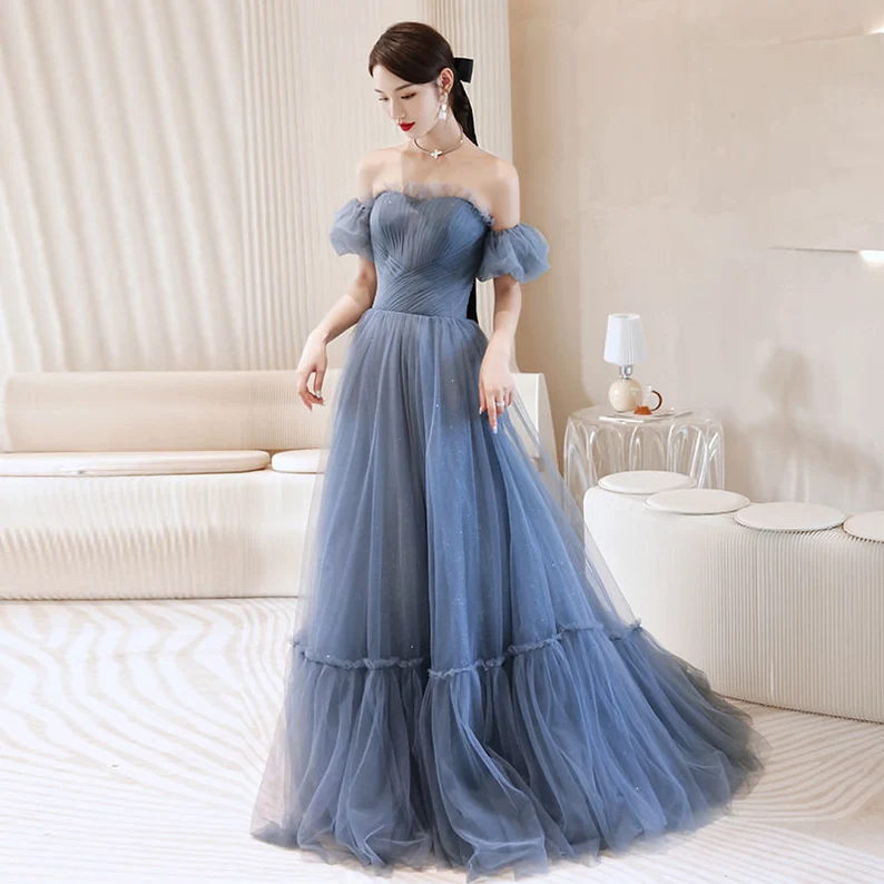 Beautiful Blue Glitter Gown Dress