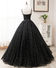 Black Sweetheart Straps Tulle Long Evening Gown