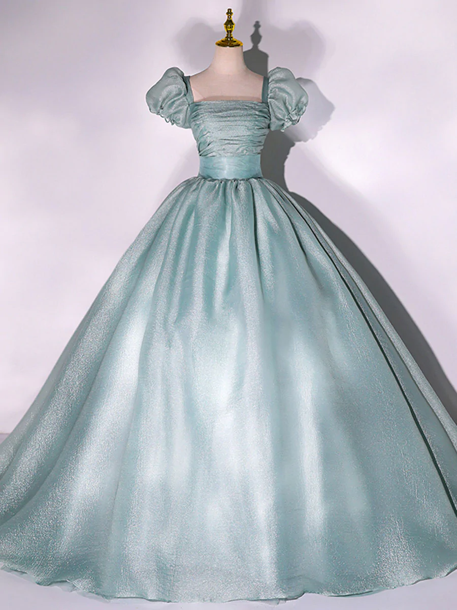 Vestido de fiesta verde claro de tul brillante para dulces 16 