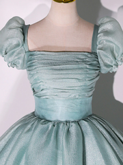 Vestido de fiesta verde claro de tul brillante para dulces 16 