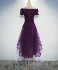 Stylish Dark Purple High Low Formal Dress