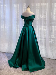 Charming Dark Green Satin Long Junior Prom Dress