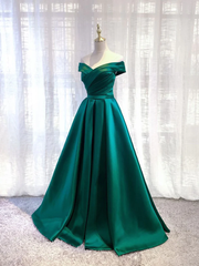 Charming Dark Green Satin Long Junior Prom Dress