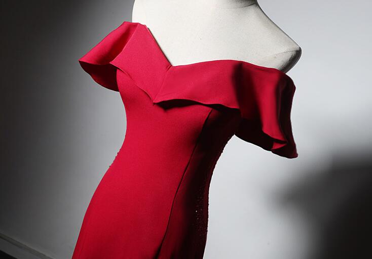 Red Mermaid Long Sweetheart Off Shoulder Party Dress Evening Dress