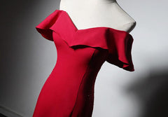 Red Mermaid Long Sweetheart Off Shoulder Party Dress Evening Dress