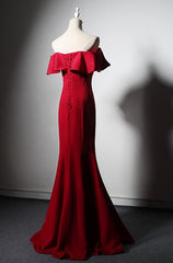 Red Mermaid Long Sweetheart Off Shoulder Party Dress Evening Dress