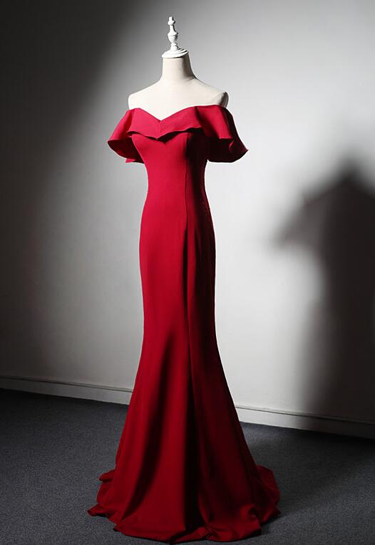 Red Mermaid Long Sweetheart Off Shoulder Party Dress Evening Dress