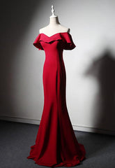 Red Mermaid Long Sweetheart Off Shoulder Party Dress Evening Dress