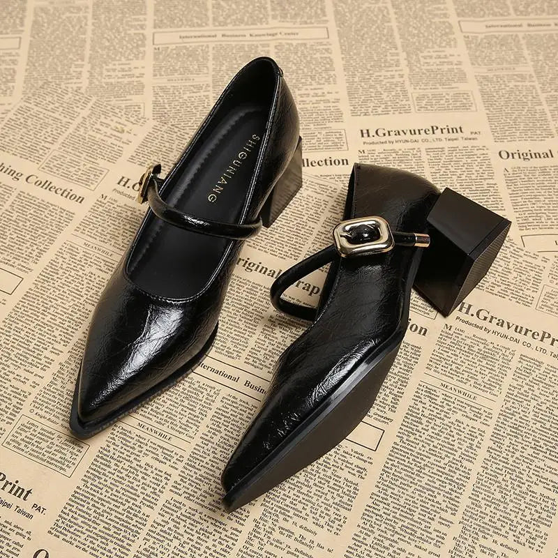 Retro pointed-toe high-heeled shoes