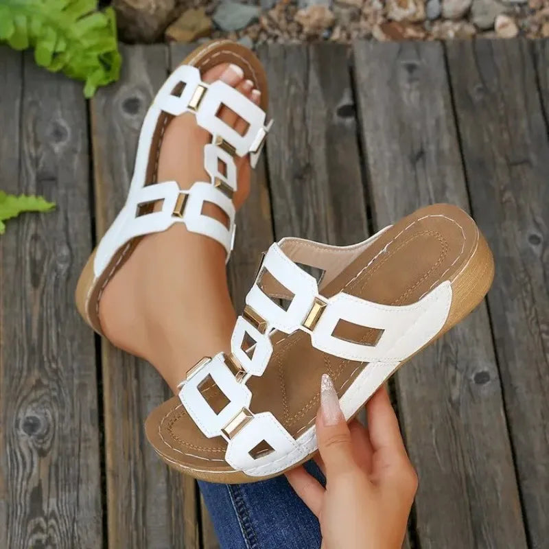 Roman Style Sandals Open Toe Beach Slippers Wedges Comfortable Slip-On Shoes Large Size 43