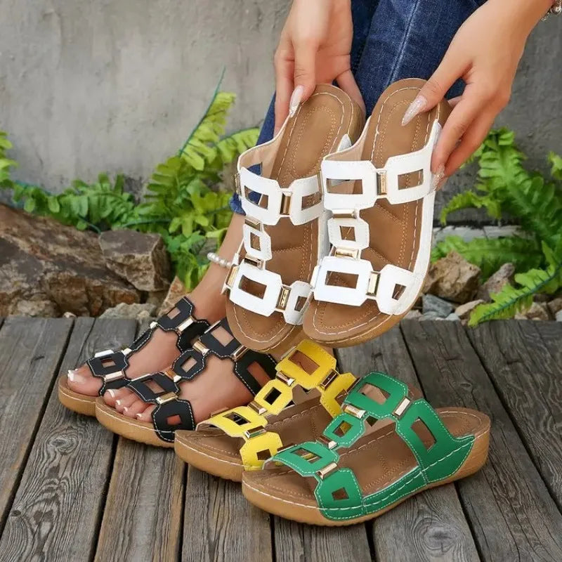 Roman Style Sandals Open Toe Beach Slippers Wedges Comfortable Slip-On Shoes Large Size 43