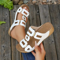Roman Style Sandals Open Toe Beach Slippers Wedges Comfortable Slip-On Shoes Large Size 43