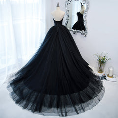 Black Ball Gown Sweetheart Satin and Tulle Formal Gown