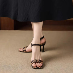 Sexy leopard print high-heeled sandals