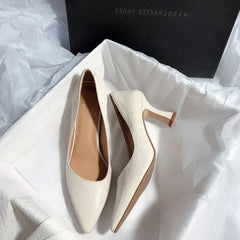 Sexy pointedtoe high heels soft leather thinsoled professional business casual shoes Comfortable shoes Size 35-41