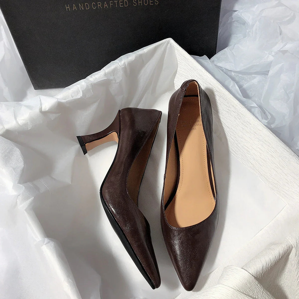 Sexy pointedtoe high heels soft leather thinsoled professional business casual shoes Comfortable shoes Size 35-41