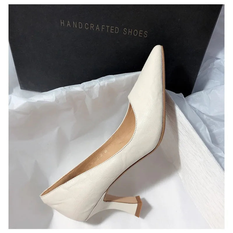 Sexy pointedtoe high heels soft leather thinsoled professional business casual shoes Comfortable shoes Size 35-41