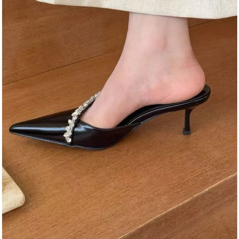 Sexy silver stiletto platform slippers - fairy charm chain-toe flip-flops - Fashionable comfortable shoes