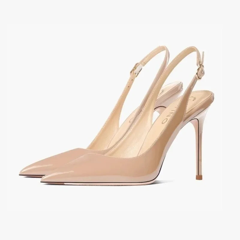 Sexy ultra-high heels pointed sandals elegant patent leather suspender high heelsy dress banquet shoes