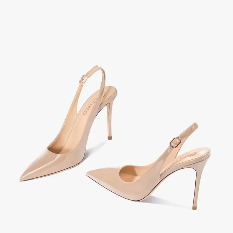 Sexy ultra-high heels pointed sandals elegant patent leather suspender high heelsy dress banquet shoes