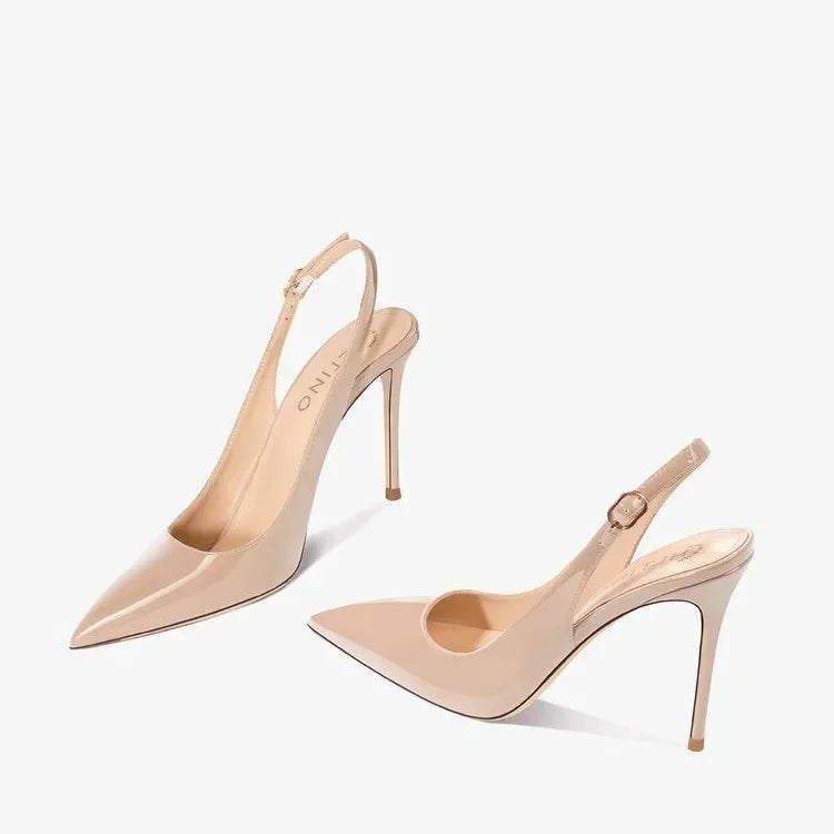 Sexy ultra-high heels pointed sandals elegant patent leather suspender high heelsy dress banquet shoes