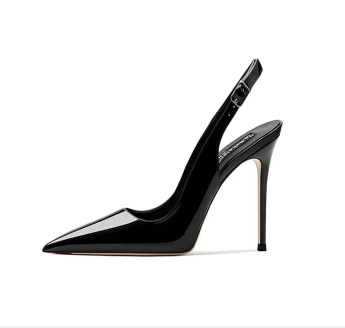 Sexy ultra-high heels pointed sandals elegant patent leather suspender high heelsy dress banquet shoes