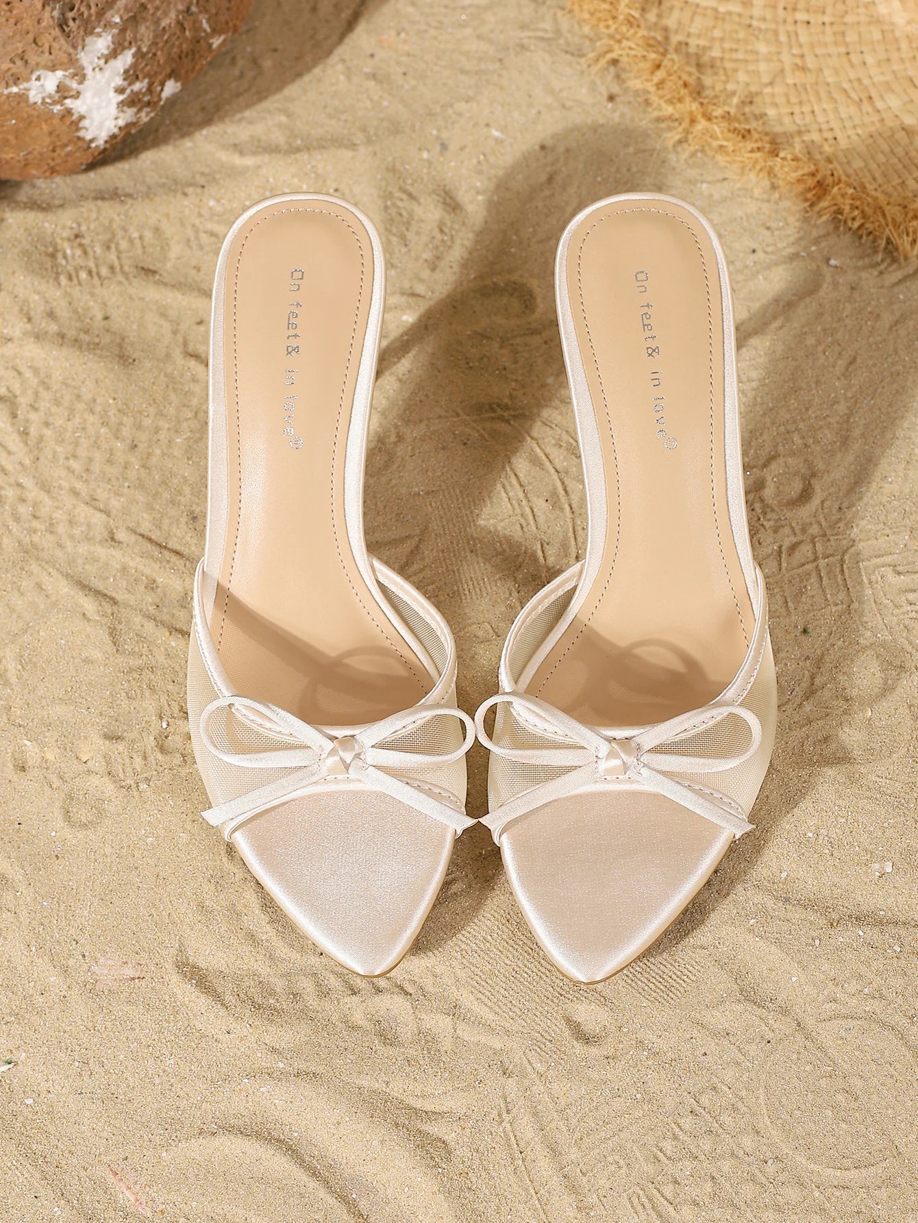 Slip-On Mesh Stiletto Heels with an Elegant Bowknot Design Comfort Versatility