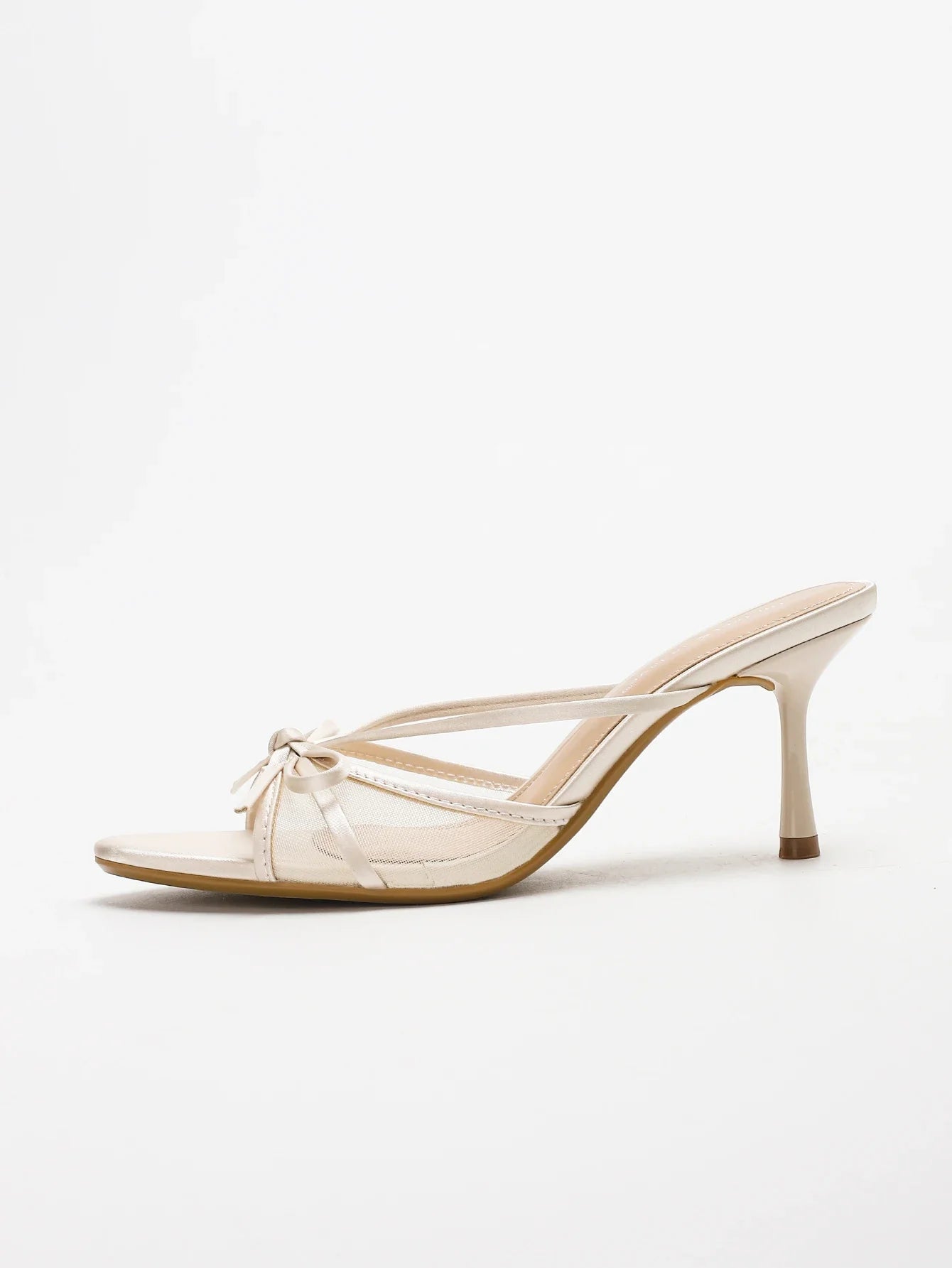 Slip-On Mesh Stiletto Heels with an Elegant Bowknot Design ComfortVersatility