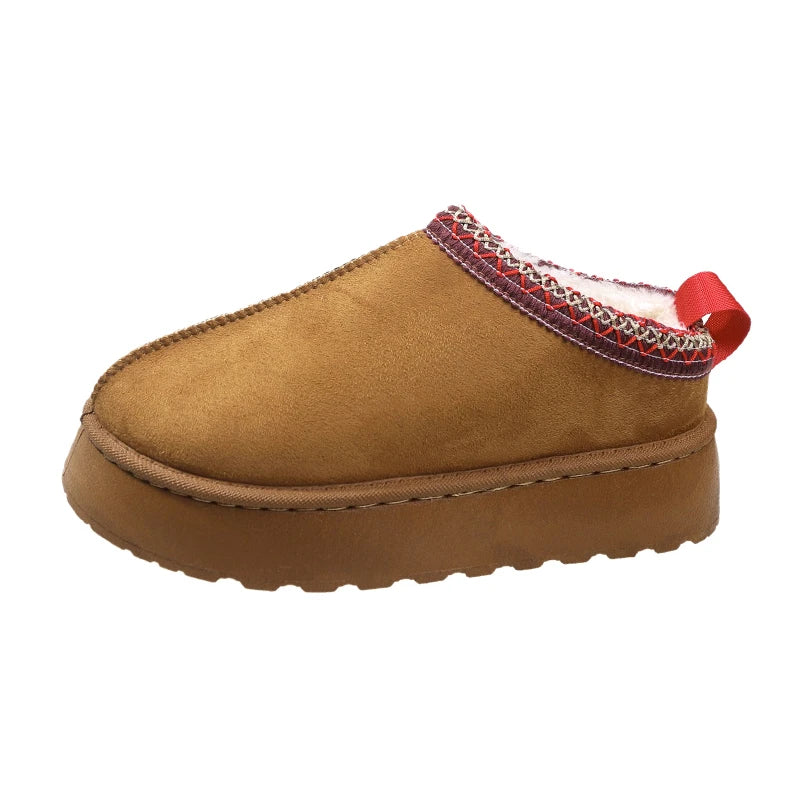 Snow Boots Cashmere Warm Thick Soles Without Heel-covered Hair Half Slipper Cotton Shoes Women