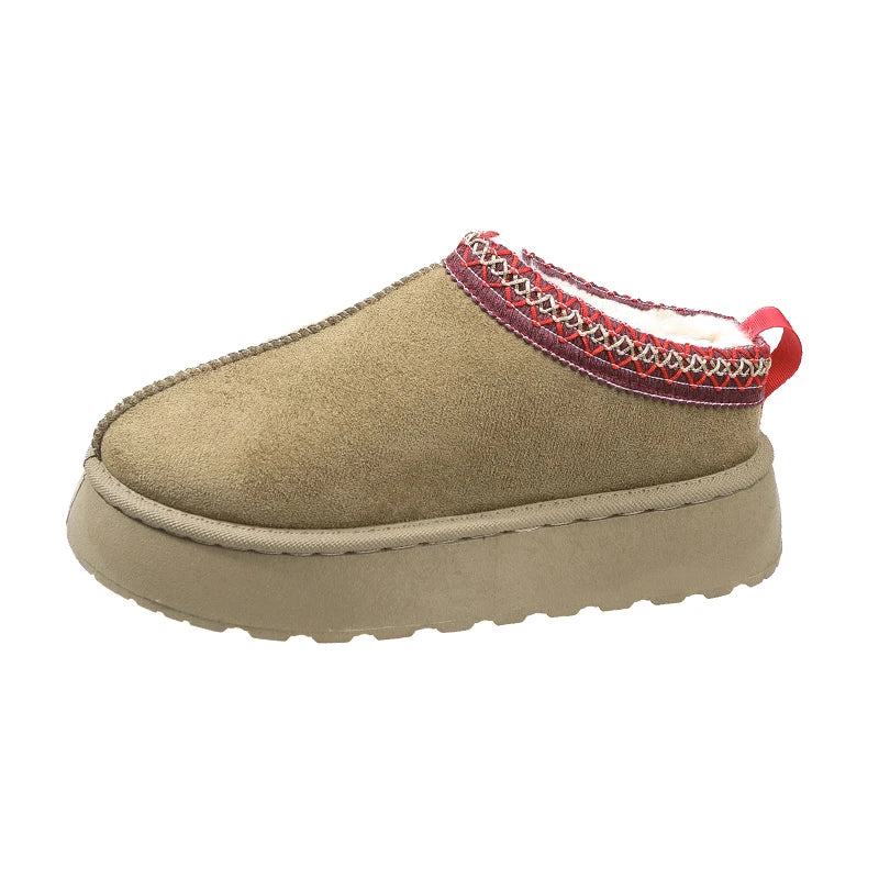 Snow Boots Cashmere Warm Thick Soles Without Heel-covered Hair Half Slipper Cotton Shoes Women