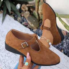 Autumn Large Size Retro Pointed Toe Leather Shoes Soft Leather Low Heel Casual Mary Jane Shoes Comfortable Footwear