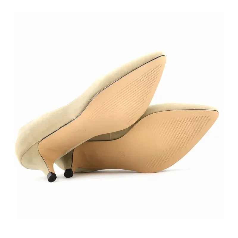 Autumn Pumps 5cm High Heels Solid Color Breathable Rubber Non slip Sole Latex Insole Work Wedding Shoes