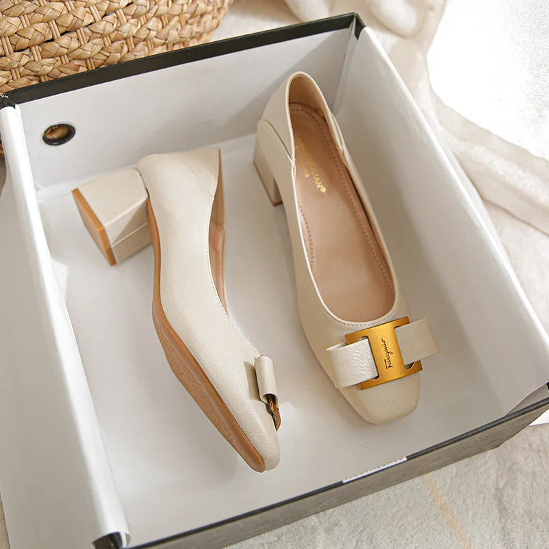 Spring/Career Tooling Soft Sole Work Shoes Soft Leather Flat Shoes Work Comfortable Interview Single Shoes