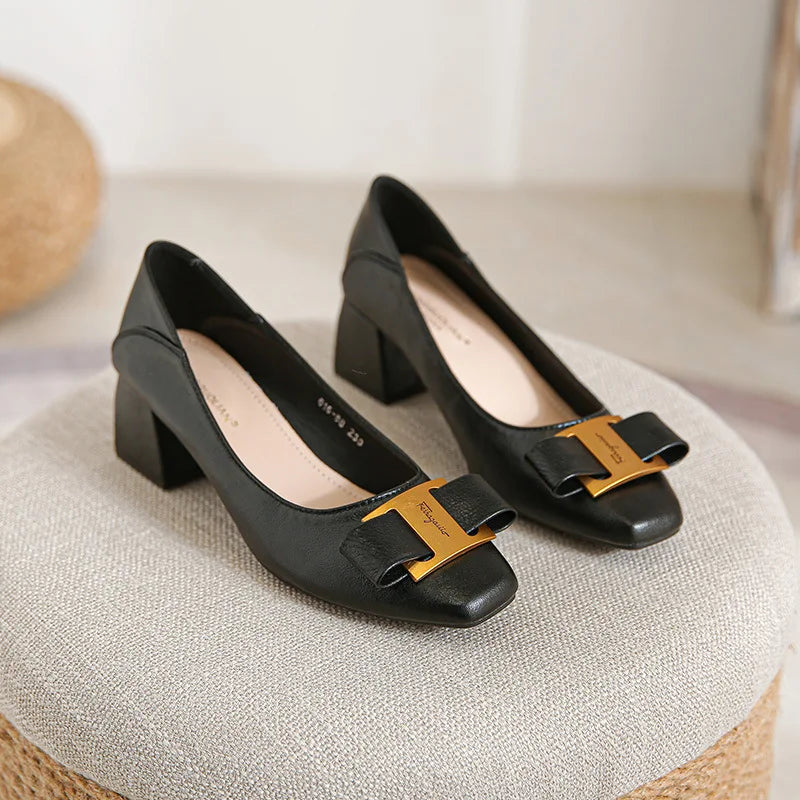 Spring/Career Tooling Soft Sole Work Shoes Soft Leather Flat Shoes Work Comfortable Interview Single Shoes