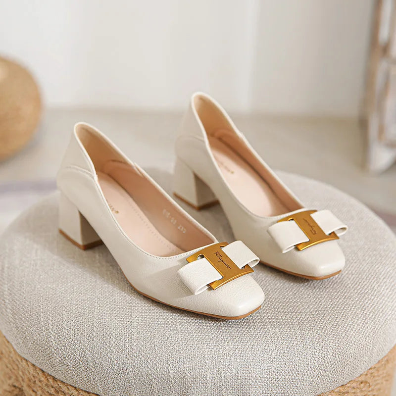 Spring/Career Tooling Soft Sole Work Shoes Soft Leather Flat Shoes Work Comfortable Interview Single Shoes
