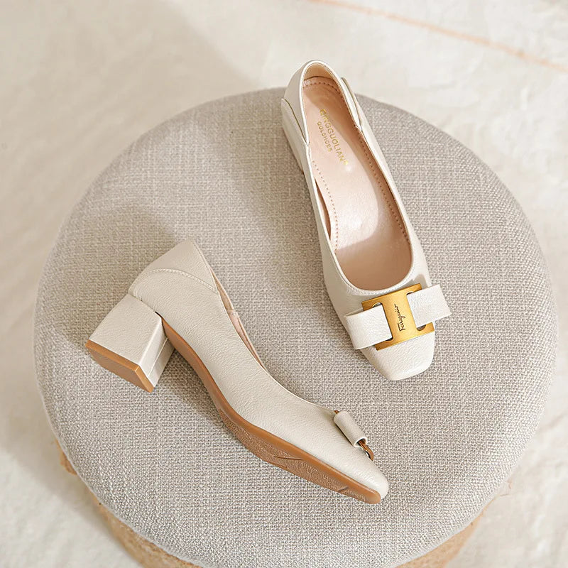 Spring/Career Tooling Soft Sole Work Shoes Soft Leather Flat Shoes Work Comfortable Interview Single Shoes