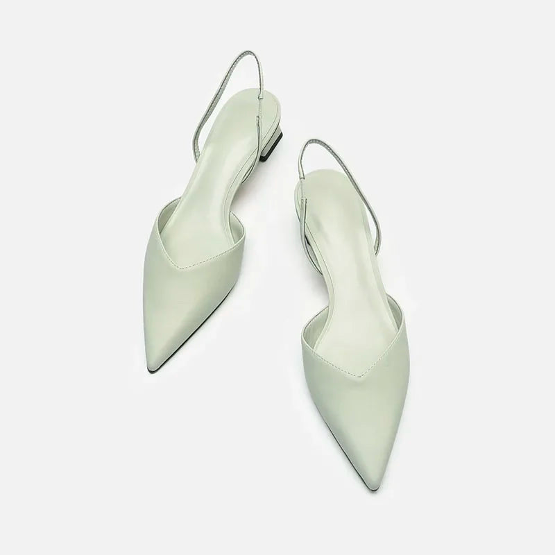 Black Baotou Sandals Woman Heels Pumps Silk Sexy Pointed Female Low Heels Shoes