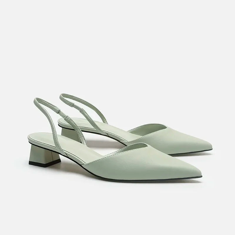 Black Baotou Sandals Woman Heels Pumps Silk Sexy Pointed Female Low Heels Shoes