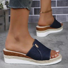 Plus Size 43 Shoes Foreign Trade Slippers Woman Slippers Wedge Heel Thick Sole Lightweight Casual Shoes